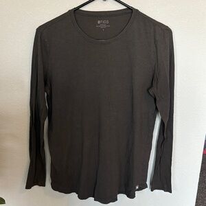 Figs Dark Brown Super Soft Pima Modal Cotton Long Sleeve Underscrub Shirt
